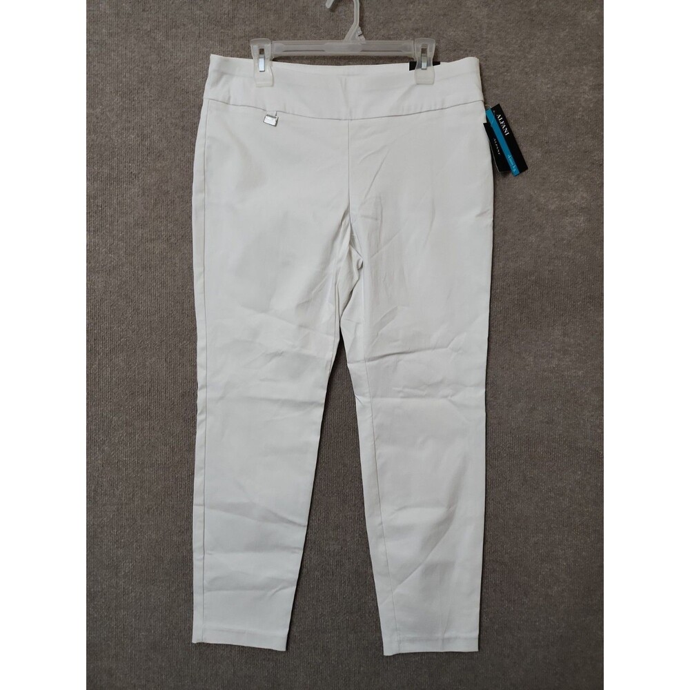 Alfani Tummy Control Pull On Skinny Pants Womens 14 White Slimming Stretch NEW - Picture 2 of 11
